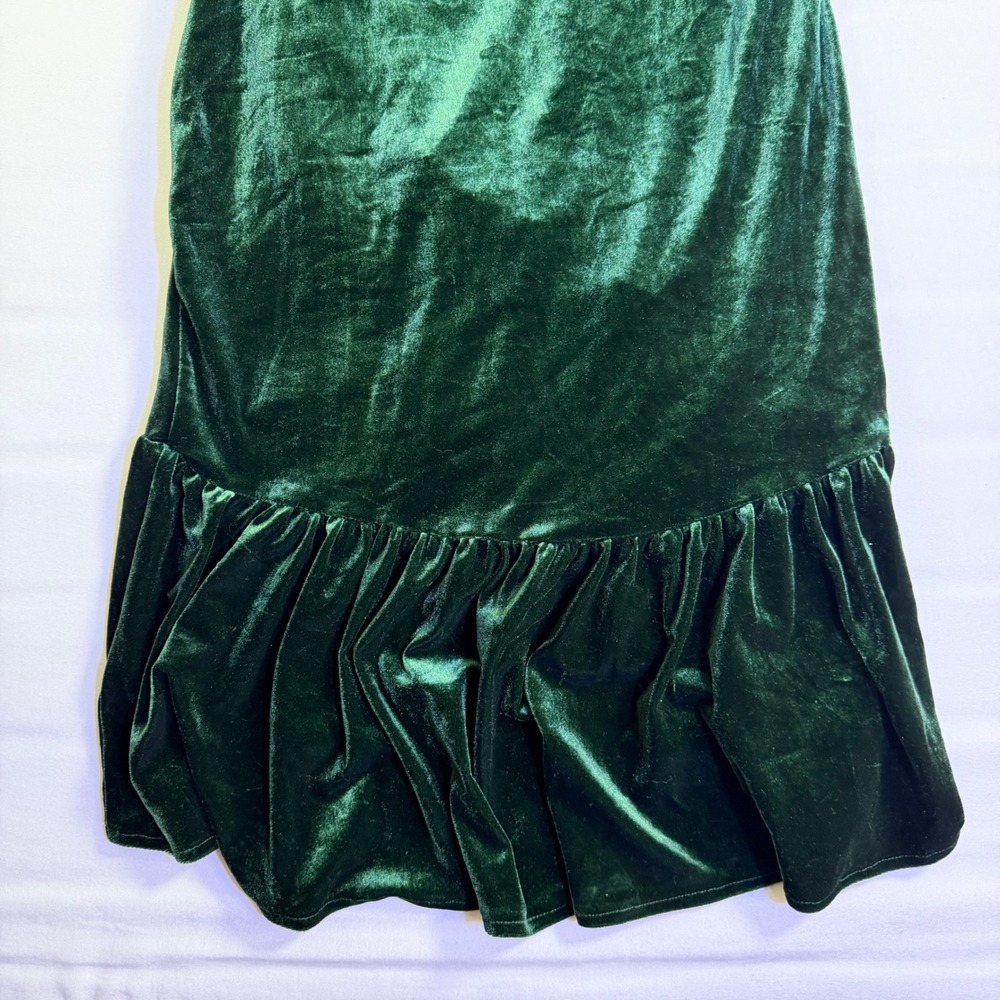 Lucy Paris Womens Emerald Green Velvet Wrap Dress Puff Sleeve High Low Small - Picture 8 of 12